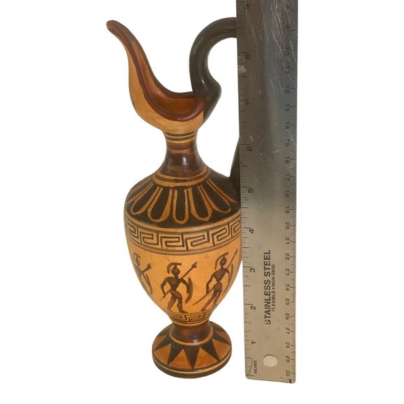 Greek Pitcher Ewer Hand Painted Pottery Vase A Xipolias Epidavros Greece 8.5 x3 - Picture 5 of 8